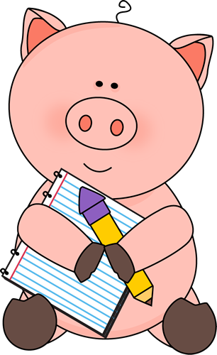 Pig with Notepad and Pencil Clip Art - Pig with Notepad ...