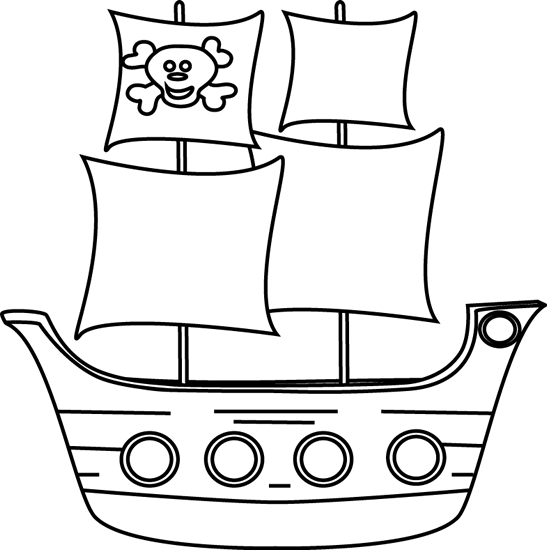 pirate ship clipart black and white - photo #3