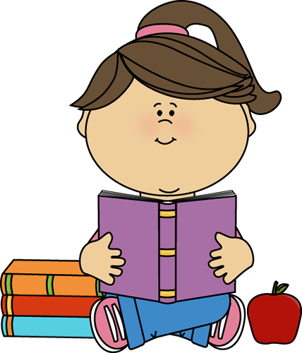 little girl reading a book clipart - photo #2