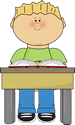 Child Reading at School Desk