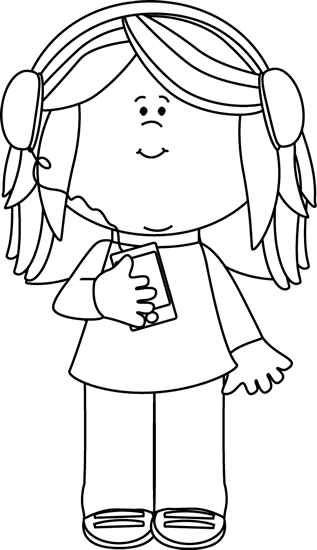 school girl clipart black and white - photo #19