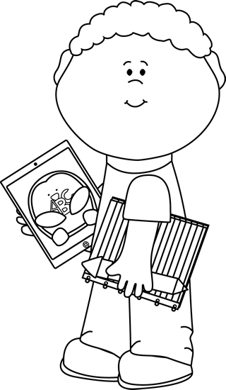 clipart school supplies black and white - photo #14