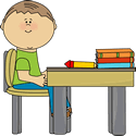 School Boy at School Desk