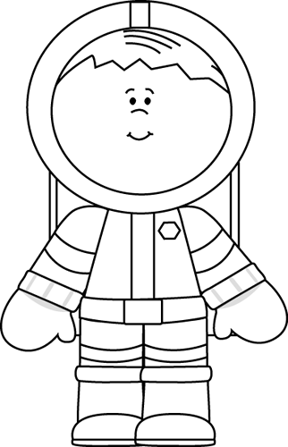 Black and White Boy Astronaut Clip Art - Black and White Boy Astronaut