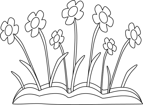 Black and White Spring Flower Patch Clip Art Black and