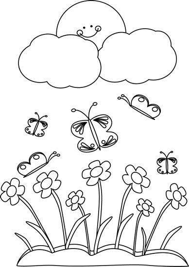 clipart spring black and white - photo #4