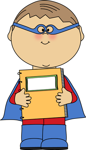 Boy Superhero with a Spiral Notebook Clip Art - Boy ...