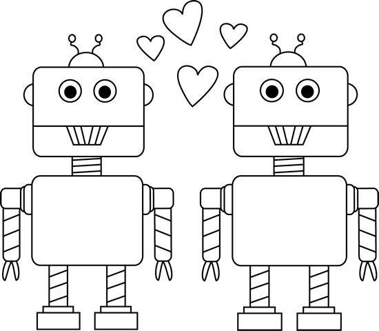 free robot clipart black and white - photo #14