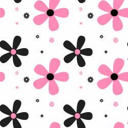 Pink and Black Flowers On White Background