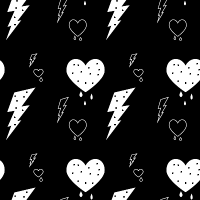 Black and White Heart and Lightning