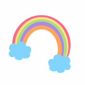 Rainbow and Blue Clouds Background
