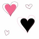 Black and Pink Scribble Hearts