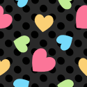 Hearts On Black Polka Dots