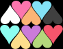 Colorful Hearts On Black Background