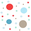 Bold Red, Brown, and Blue Polka Dot Pattern