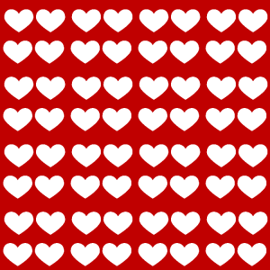 red and white heart patterns