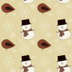 Primitive Snowman and Red Robin Winter Background