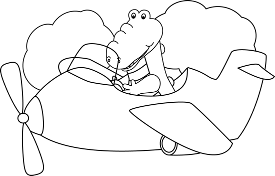 Black and White Alligator Flying an Airplane