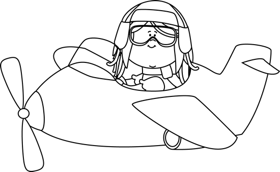 Black and White Girl Flying an Airplane