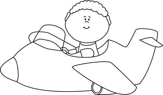 Black and White Kid Flying an Airplane
