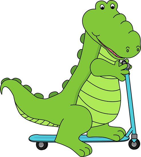 Alligator Riding a Scooter