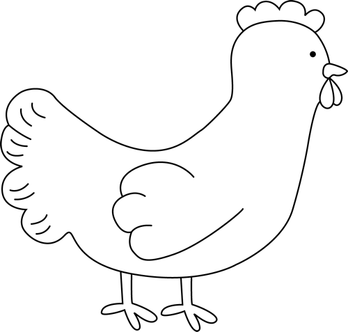cute chicken clipart black and white
