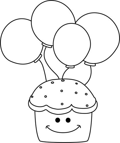 cupcake clip art black and white outline