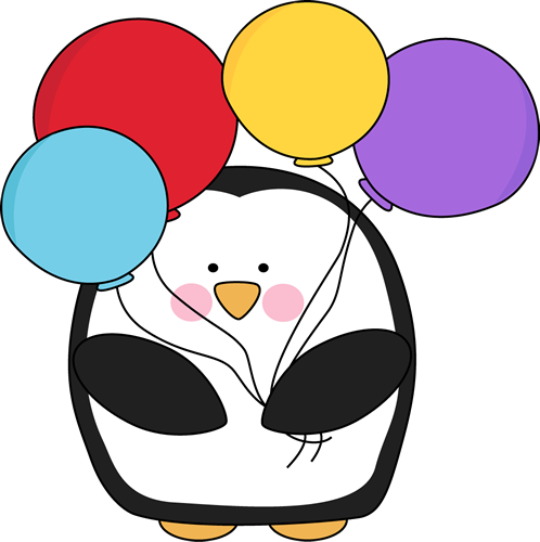 Penguin with Colorful Balloons