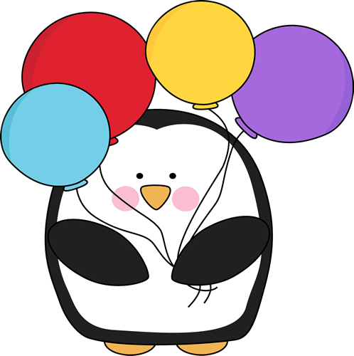 Penguin with Colorful Balloons Clip Art - Penguin with Colorful