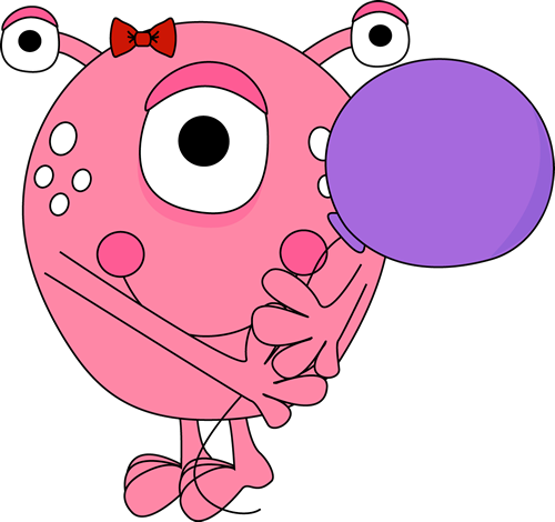 Pink Monster Holding a Balloon