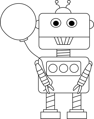 Black and White Robot with a Balloon