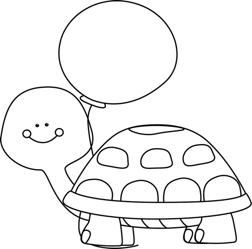 Black and White Turtle with Balloon