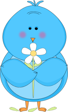 Blue Bird Holding a White Flower
