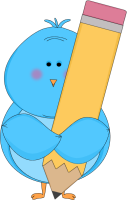 Blue Bird Holding a Pencil