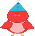 Red Bird Wearing a Party Hat