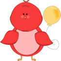 Red Bird Holding a Yellow Balloon