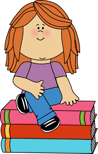 Little Girl Sitting on Books