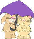 Bunnies Under Umbrella