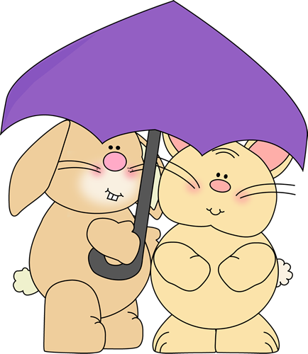 Bunnies Under Umbrella