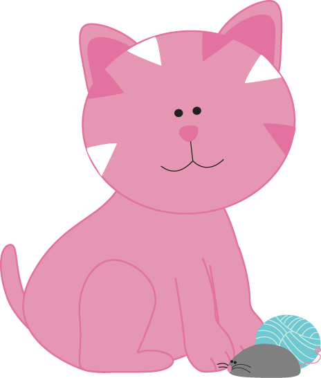  Pink  Kitten with a Mouse and Yarn Clip Art Pink  Kitten 