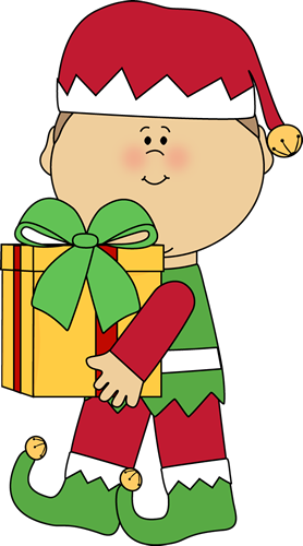 Christmas Elf Carrying a Christmas Gift