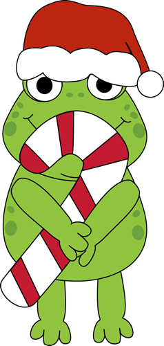 Christmas Frog with Candy Cane