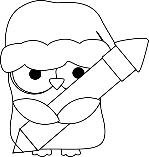 owl with pencil clipart