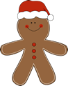 Gingerbread Man Wearing a Santa Hat