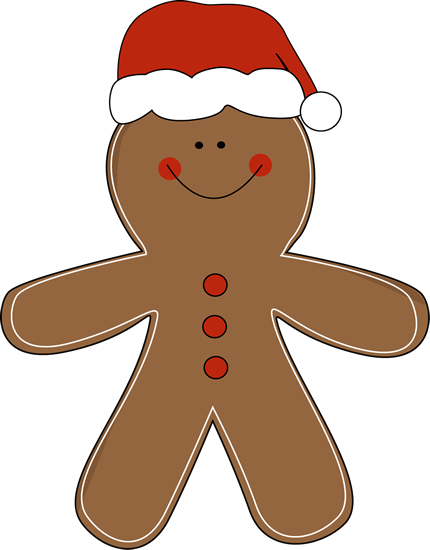 Gingerbread Man Wearing a Santa Hat