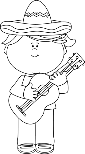 Black and White Girl with a Guitar Clip Art - Black and ...