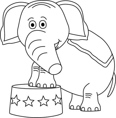 elephant black and white clipart