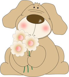 Dog Holding Flowers