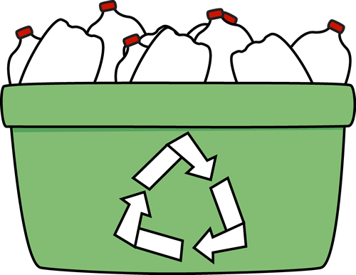 Green Recycle Bin with Plastic Bottles with Plastic Bottles