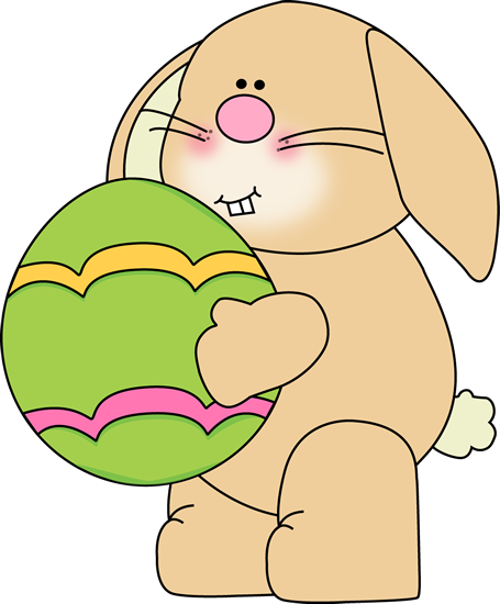 Bunny with a Big Easter Egg Clip Art